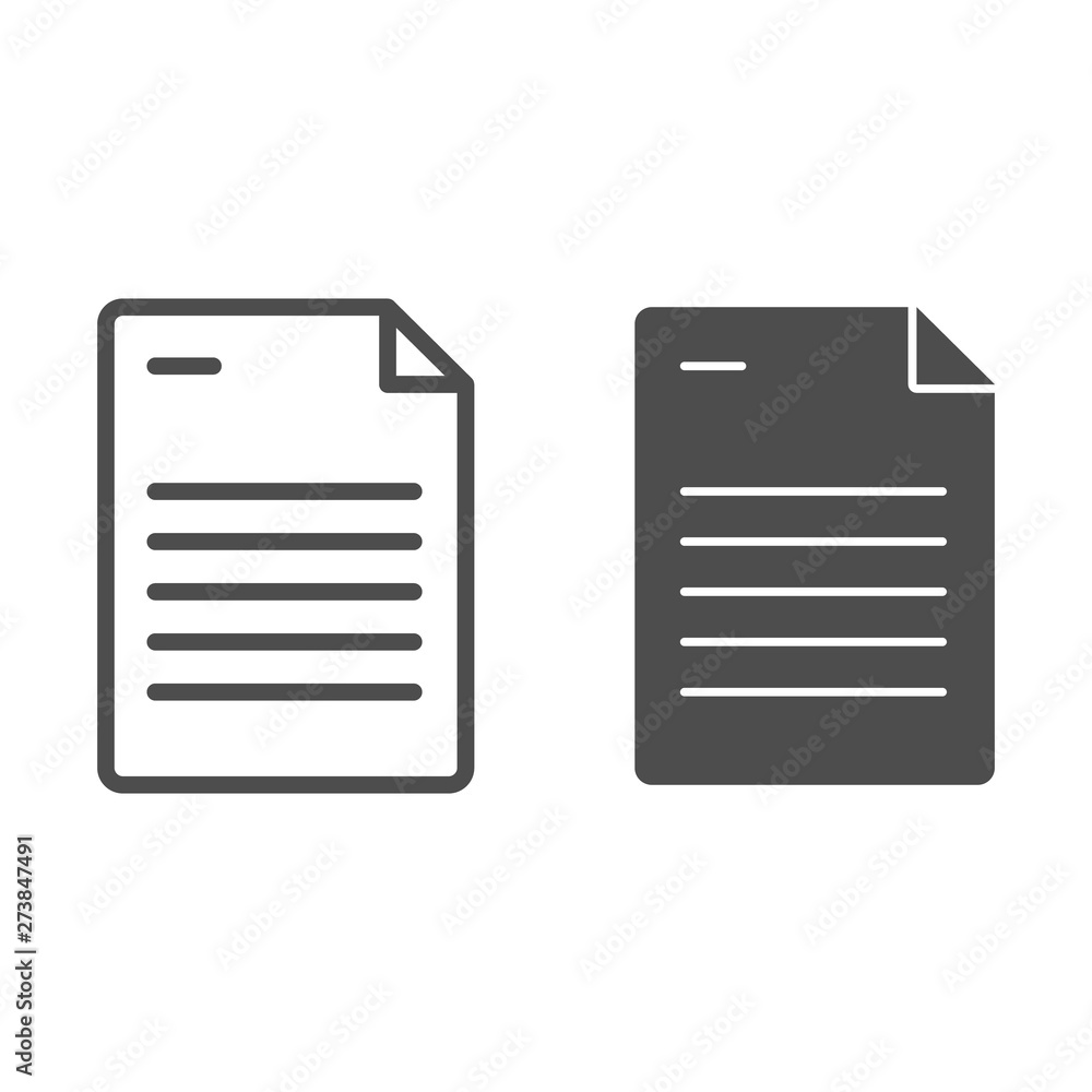 Poster paper sheet line and glyph icon. document vector illustration isolated on white. list outline style 