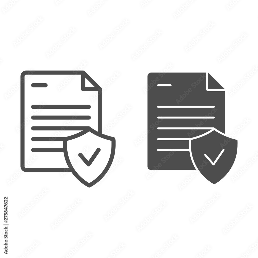 Poster valid document line and glyph icon. approved document vector illustration isolated on white. note wi