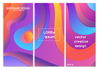 Set of gradient colorful minimal design brochure, book covers.Universal vector background for poster, banners, flyers, card template with modern futuristic halftone gradient