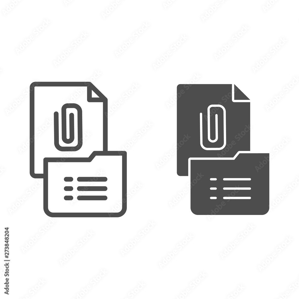Aufkleber clip on paper line and glyph icon. clip folder vector illustration isolated on white. list and folde