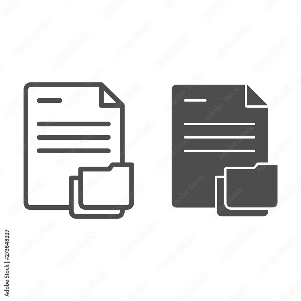 Poster Document with folder line and glyph icon. Papers in folder vector illustration isolated on white. Lists outline style design, designed for web and app. Eps 10.