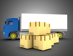 3d loading truck concept.3d illustration