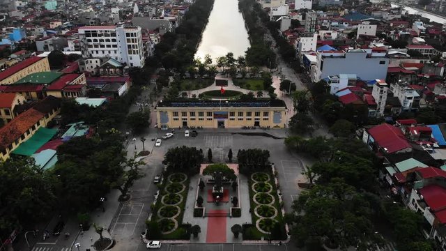 AERIAL Drone View Tam Bac Lake, Ho Tam Bac Hai Phong Vietnam Cityscape