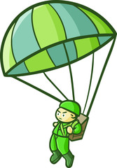 Funny and cool army with parachute