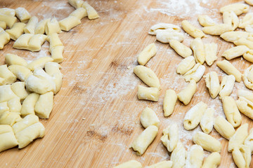 preparation of the dough to make the gnocchi