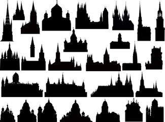 twenty eight black isolated castles and churches © Alexander Potapov