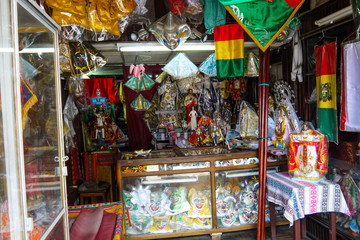 Colorful bolivian bazaar in La Paz