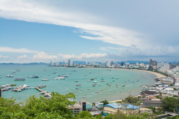 Fototapeta na wymiar Pattaya beach and city aerial view , Chonburi, Thailand