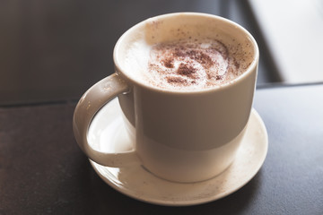 Cappuccino. Mug of coffee with milk foam