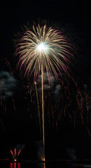 Beautiful firework display for celebration over the sea
