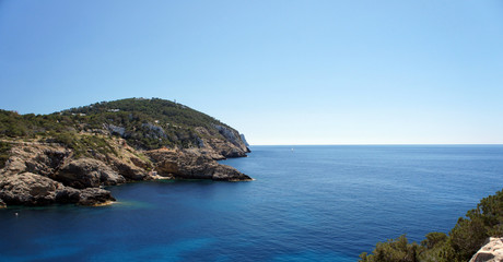 Cloudless weather over the Mediterranean Sea.Ibiza Island.Spain.