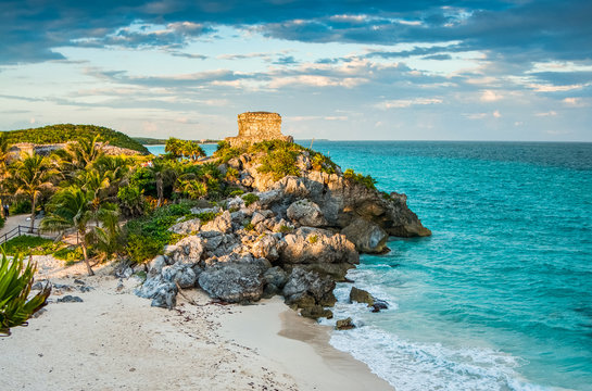 Archaeological site Tulum in Yucatan peninsula by the Caribbean Sea in Mexico