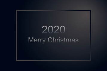 Obraz premium Matt black greeting luxury card Happy Christmas in 2020. Gray silver letters and frame