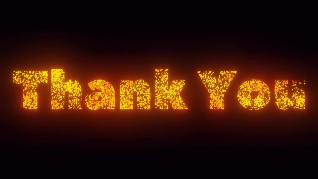 Thank You Text On Black Background, 3 Fonts Versions Flying Sparks, Particles Looping 2D Animation