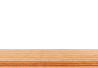 Empty wood table top on white background, Used for display or montage your products