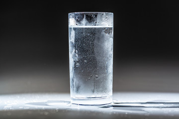Close up of a glass with mineral water