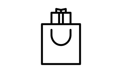 Shopping bag with gift box vector icon.