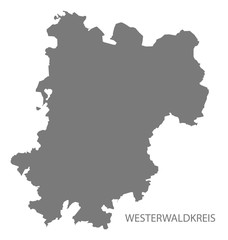 Fototapeta na wymiar Westerwaldkreis grey county map of Rhineland-Palatinate DE