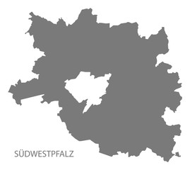 Obraz premium Suedwestpfalz grey county map of Rhineland-Palatinate DE