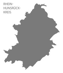 Rhein-Hunsrueck-Kreis grey county map of Rhineland-Palatinate DE