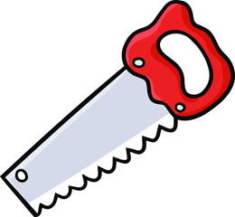 Funny and cute red saw for industrial work
