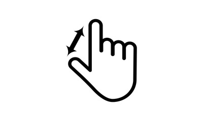 swipe up and down linear icon. hand with finger and arrow. Line with editable stroke - Vector 