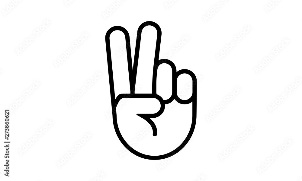 Poster hand showing two fingers icon for gesture and communication concepts