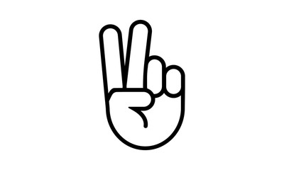 Hand showing two fingers icon for gesture and communication concepts