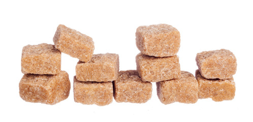 brown sugar cubes isolated on white background