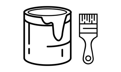 Black paint and brush icon for art and creative concepts