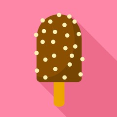Chocolate nuts popsicle icon. Flat illustration of chocolate nuts popsicle vector icon for web design