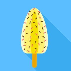 Yellow popsicle icon. Flat illustration of yellow popsicle vector icon for web design