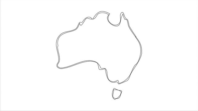 Australia Map sketch illustration hand drawn animation Alpha Luma Matte included. 4k video