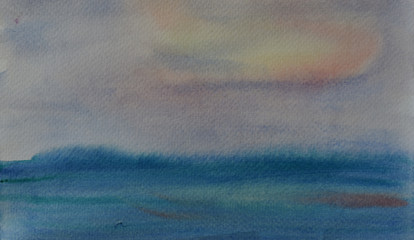 Abstract watercolor background texture , abstract blue sea with twilight sky