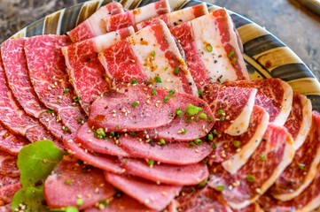 Premium raw japanese kobe beef sliced japanese food