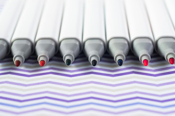 Colors Marker Pens Isolated on paper Background.Alcohol Markers.