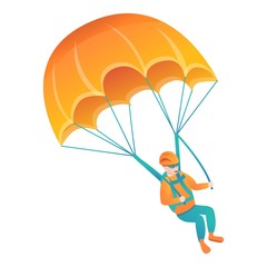 Orange man parachute icon. Cartoon of orange man parachute vector icon for web design isolated on white background