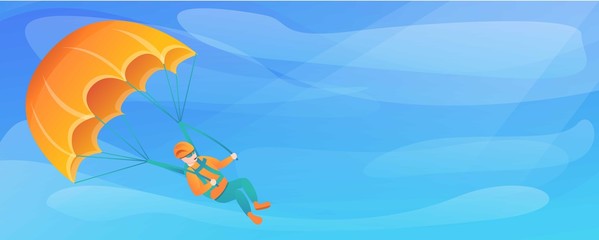 Fototapeta na wymiar Professional parachuter concept banner. Cartoon illustration of professional parachuter vector concept banner for web design