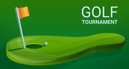 Golf tournament concept banner. Cartoon illustration of golf tournament vector concept banner for web design