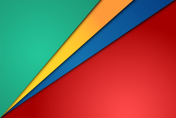 Realistic red, green, blue and yellow sheets of papers