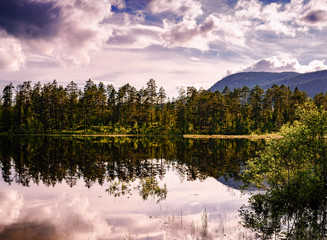 Telemark Norway Scandinavia Jezioro lustrzane odbicie natura