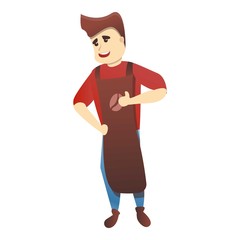 Barista coffee man icon. Cartoon of barista coffee man vector icon for web design isolated on white background