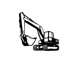 Excavator logo template vector. Heavy equipment logo vector for construction company. Creative excavator illustration for logo template. - obrazy, fototapety, plakaty