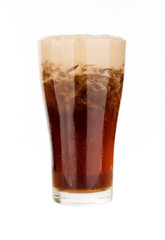 Glass cola ice isolated on white background