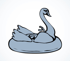 Swan. Attraction for swimming. Vector drawing