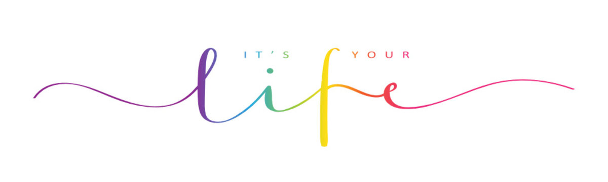 IT'S YOUR LIFE rainbow vector brush calligraphy banner