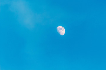 The moon against the blue sky in the evening_