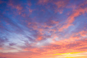 Beautiful sunset clouds in pink colors