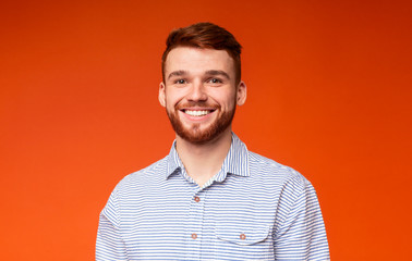Close up portrait of young guy with beautiful smile