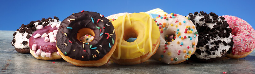 donuts in different glazes with chocolate